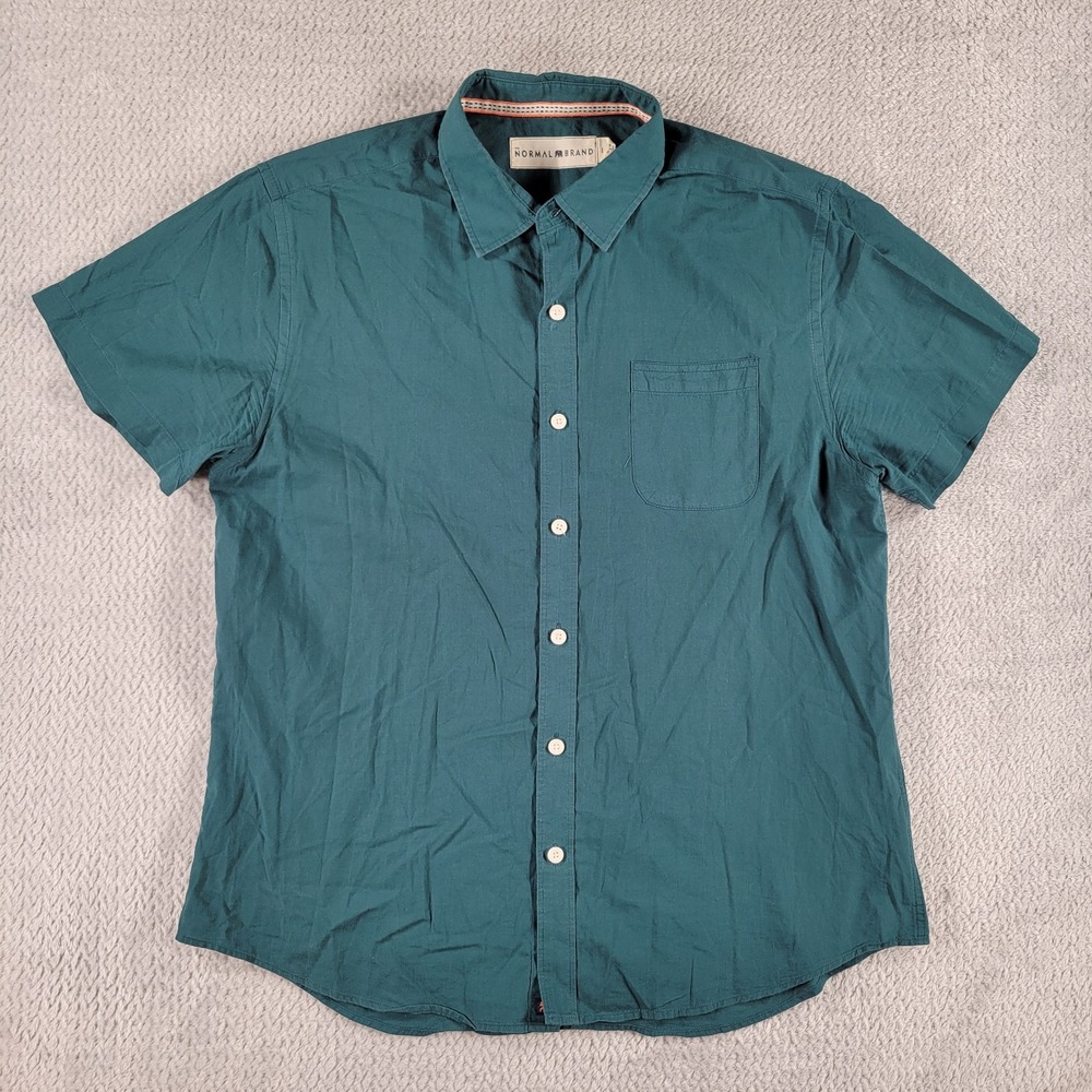 The Normal Brand green short sleeve dress shirt size L